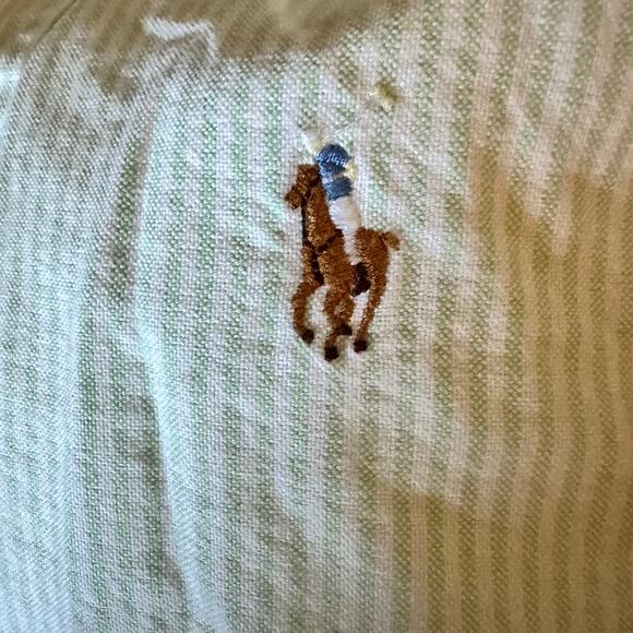 Ralph Lauren Sport 4 Green White Striped Sleeveless Button Up Collared Blouse - Picture 5 of 12